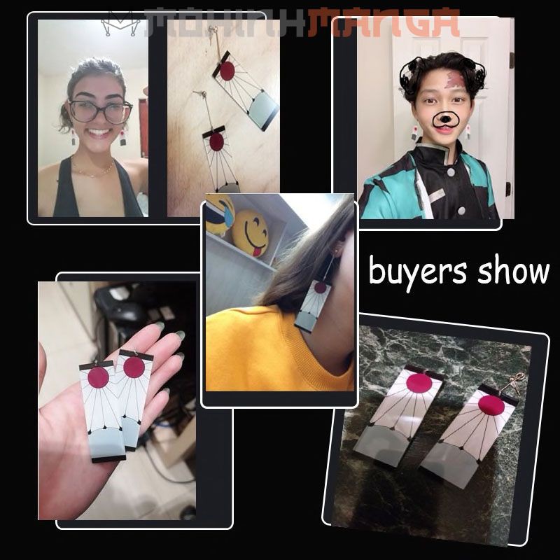 Khuyên tai Kimetsu No Yaiba đôi bông tai Thanh gươm diệt quỷ cứu nhân Tanjiro Nezuko Shinobu Zenitsu Tanjirou cosplay