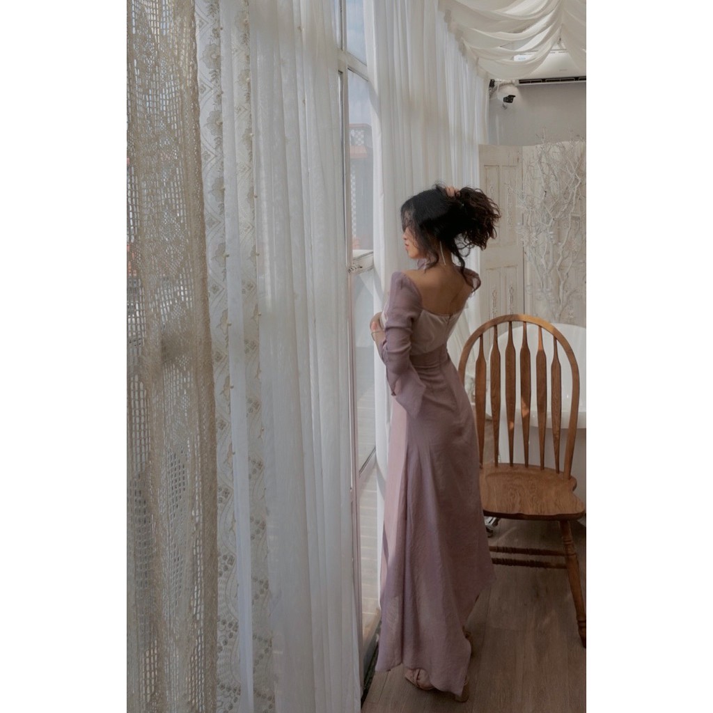 freeship-Đầm dự tiệc cổ vuông kiểu tay áo xẻ tà cho nữ(hàng order) | BigBuy360 - bigbuy360.vn