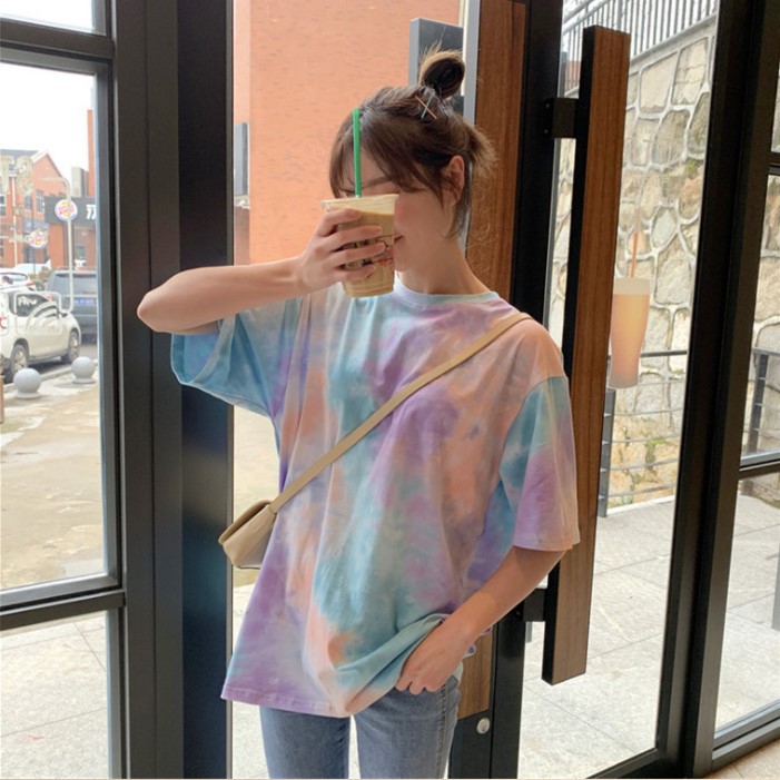 Áo thun unisex tay lỡ - Áo thun loang màu form rộng siêu hot | BigBuy360 - bigbuy360.vn