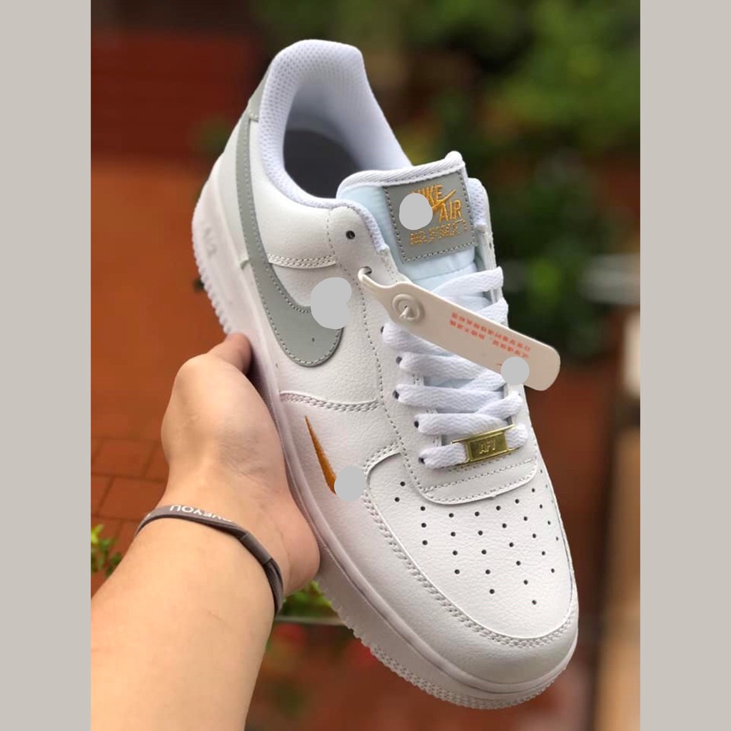 Giày thể thao air force 1 vệt xám logo vàng , Giày Sneaker AF1 vệt xám thêu vàng nam nữ dễ phối đồ 2022 full box bill