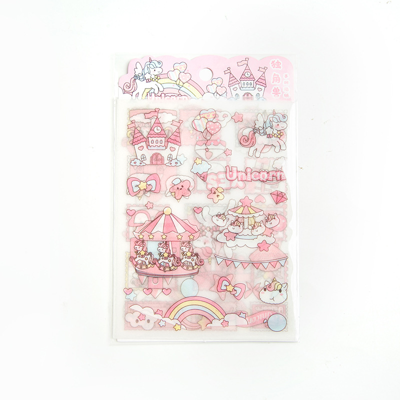 Set 4 tờ sticker trang trí sổ tay/điện thoại họa tiết hoạt hình dễ thương DIY