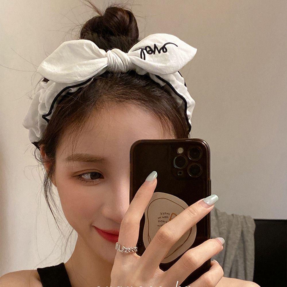 Băng Đô Cài Tóc Bằng Vải Thêu Chữ Trang Điểm Cho Nữ