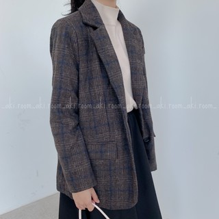 Áo vest dạ kẻ dày hai túi nắp
