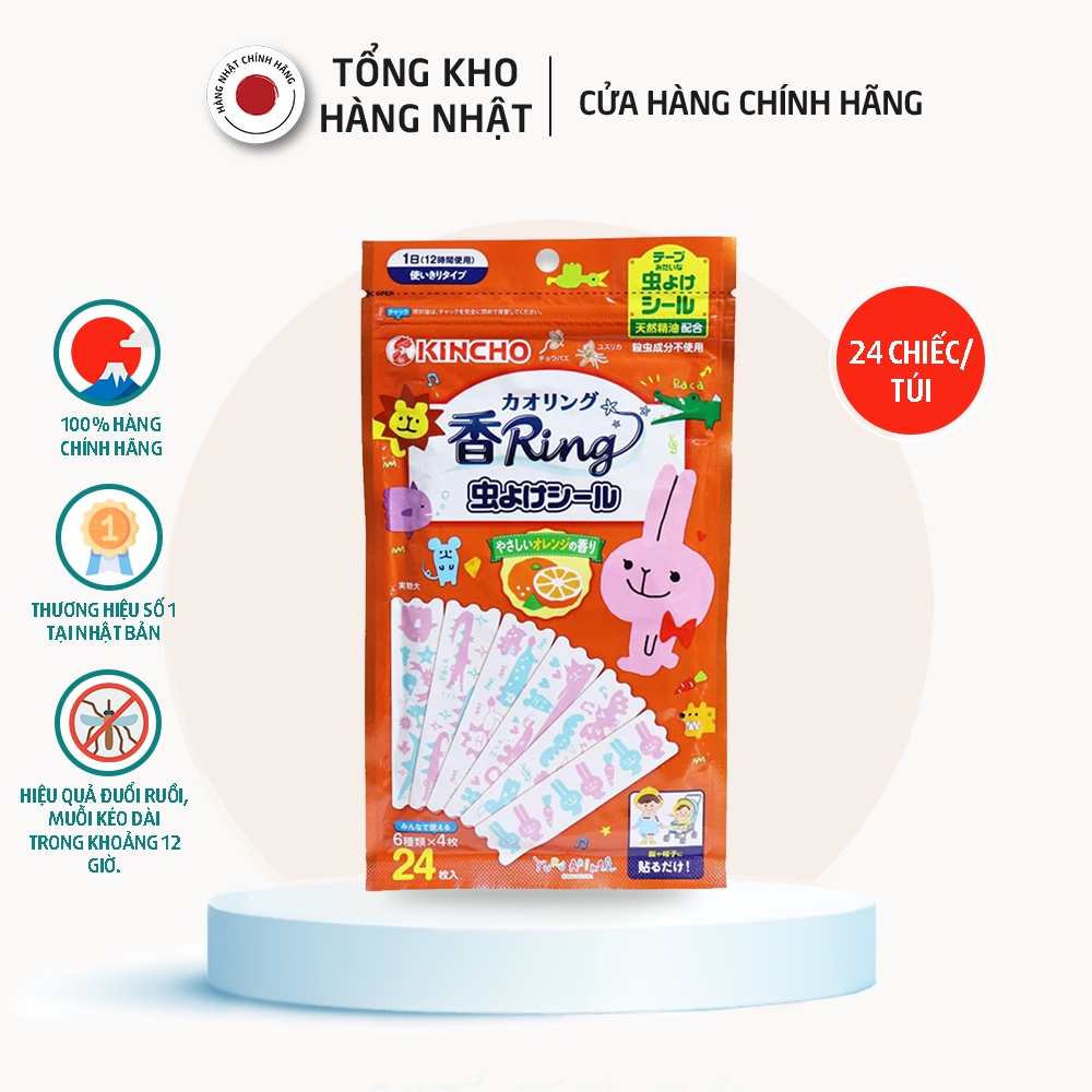 Miếng Dán Tránh Muỗi Hương Cam Ngọt Kincho Nhật Bản (24 Miếng/Túi)