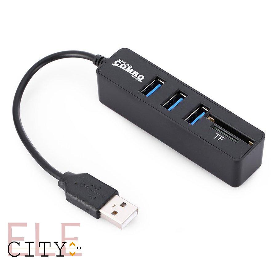 Ele⚡⚡Bộ Hub USB 2.0 Combo Đa Năng Tích Hợp 3 Cổng USB Và 2 Cổng Thẻ Nhớ SD, TF