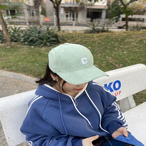 Mũ lưỡi trai Nón kết thêu chữ C chất nhung tăm Hàn Quốc cao cấp form unisex nam nữ