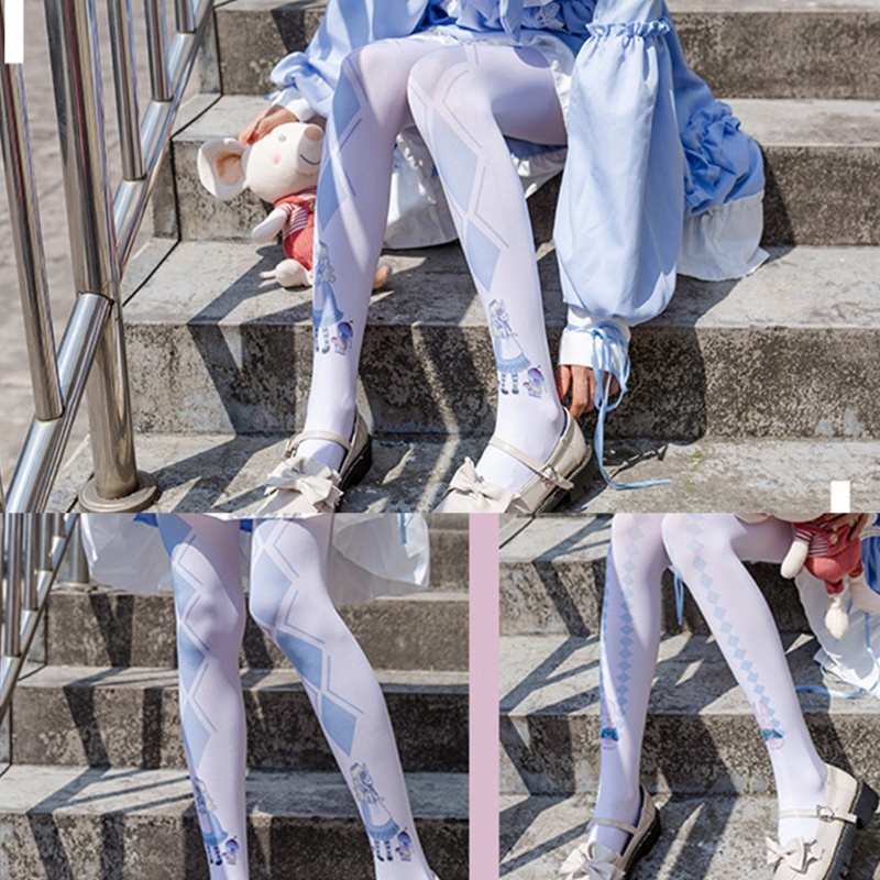 Quần tất màu trắng in hình mèo/thỏ dễ thương phong cách Lolita cho bé gái
 | BigBuy360 - bigbuy360.vn