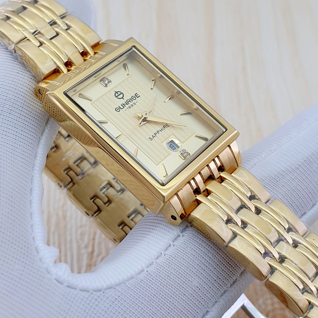Đồng hồ cặp nam và nữ SUNRISE 1190SA_Dây thép không gỉ đúc đặc mạ PVD