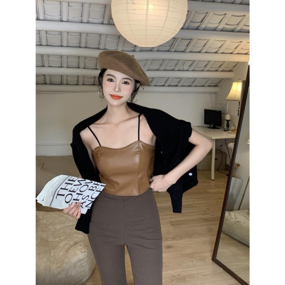 Áo Bra Nữ Chất Da Bóng Cá Tính Chun Lưng Thoáng Khí Hot Trend Sexy DA25