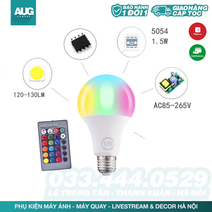 Bóng đèn LED FXPOT đổi màu E27 5-15w RGB kèm remote điều khiển từ xa - AUG Camera & Decor Hà Nội