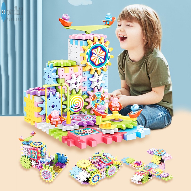 Bộ đồ chơi lắp ghép bánh răng hơi nước kỹ thuật 83 mảnh học tập làm quà tặng cho trẻ em