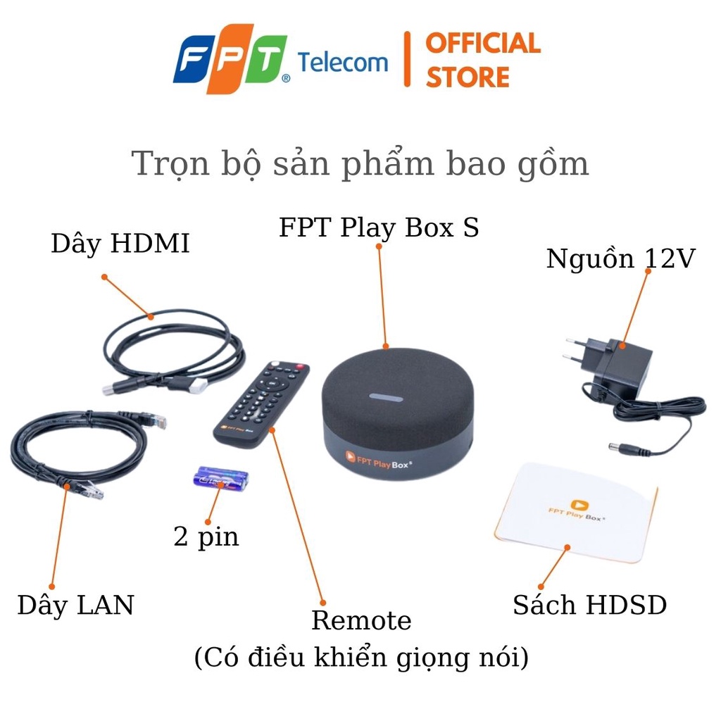 FPT Play Box S 2021 - Model T590 - TV Box Tích Hợp Loa Thông Minh - RAM 2Gb ROM 16Gb - AndroidTV 10