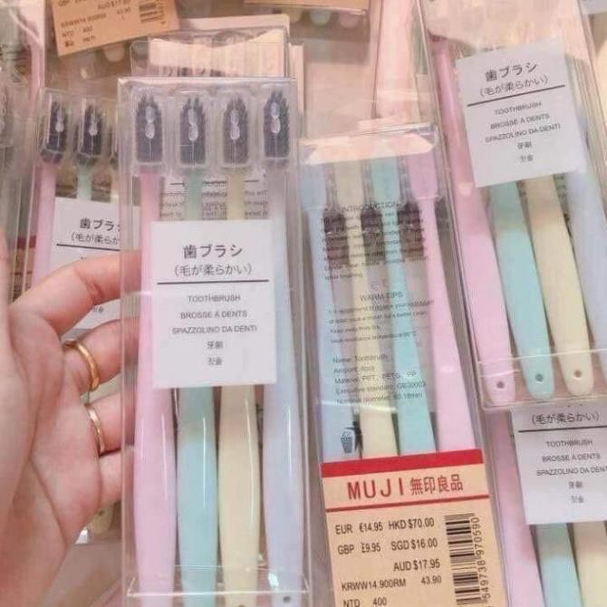 Hộp 4 bàn chải đánh răng lúa mạch Muji siêu mềm