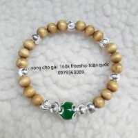 Vòng dâu tằm nữ 9 bi bạc + đá