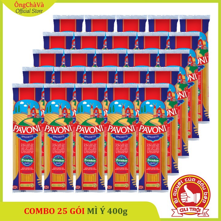 Thùng Mì Ý Pavoni 400gr (Mì Spaghetti) -100% lúa mì- Siêu tiện lợi và tiết kiệm