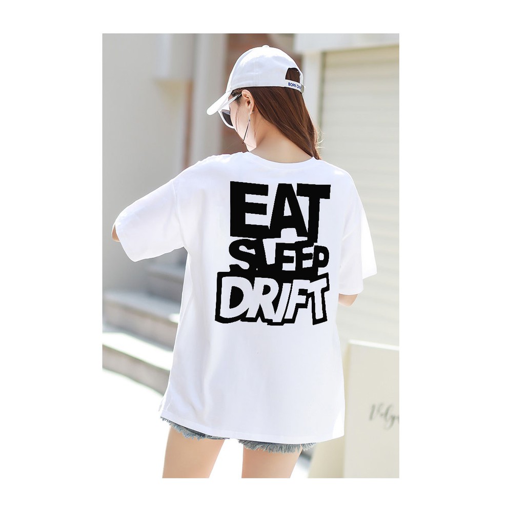 Áo phông rộng nam nữ tay lỡ unisex Eat Sleep Drift siêu chất áo thun tay lửng nam nữ unisex trắng đen basic streetwear