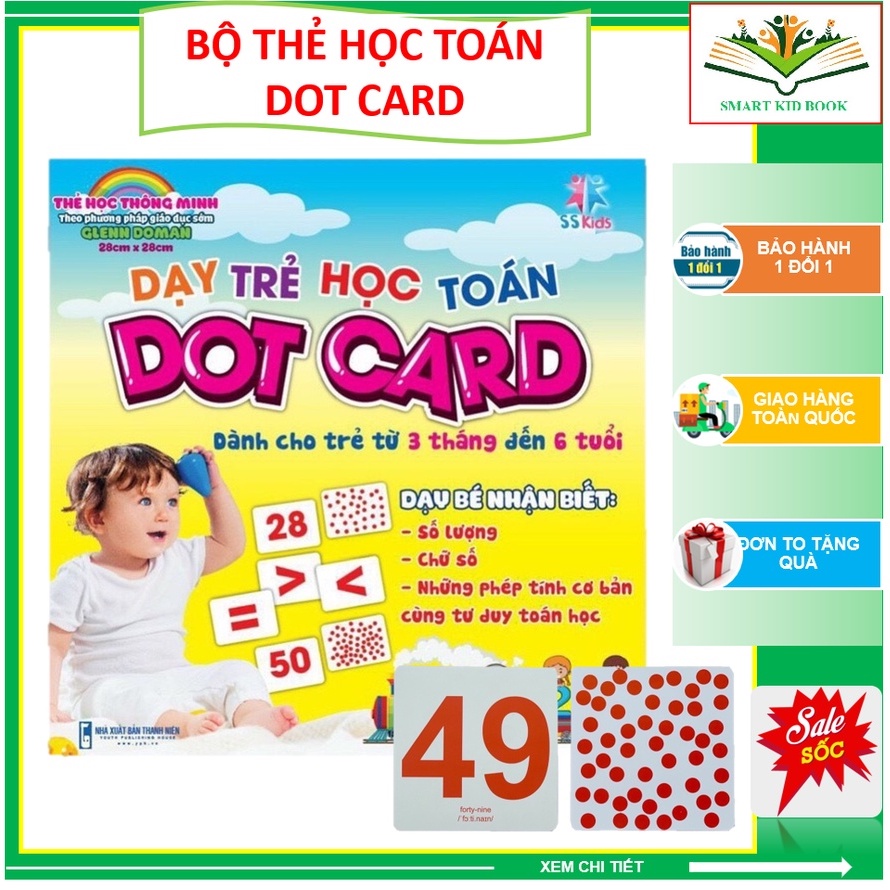 Dot Card - Bộ Thẻ Flashcard Dạy Trẻ Học Toán Theo Phương Pháp Glenn Doman Từ 3 Tháng Đến 6 Tuổi - Học Số Đếm, Phép Toán