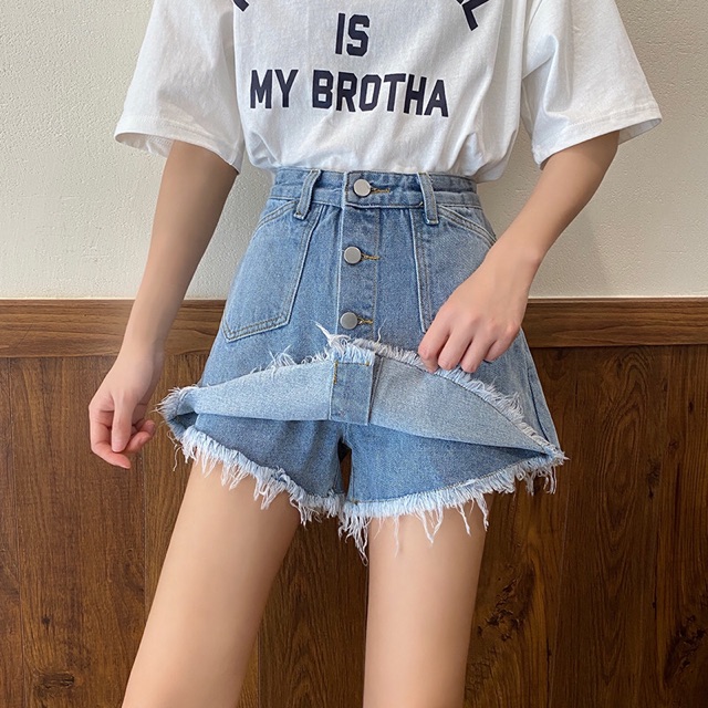 Quần váy denim nút Ulzzangs xinh xắn