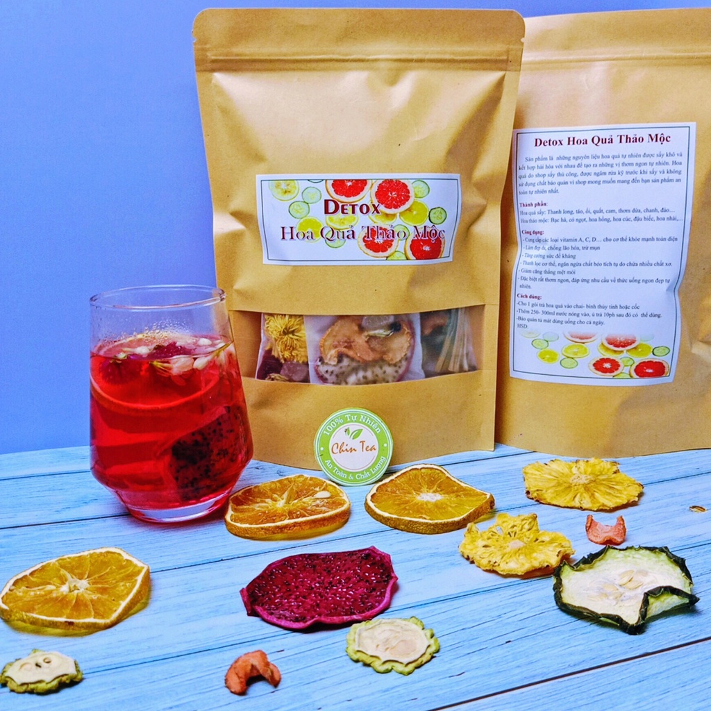 Trà hoa quả sấy khô detox giảm cân thải mỡ chanh leo sấy bưởi đỏ kim quất chanh vàng thơm ngon đẹp da thanh lọc cơ thể