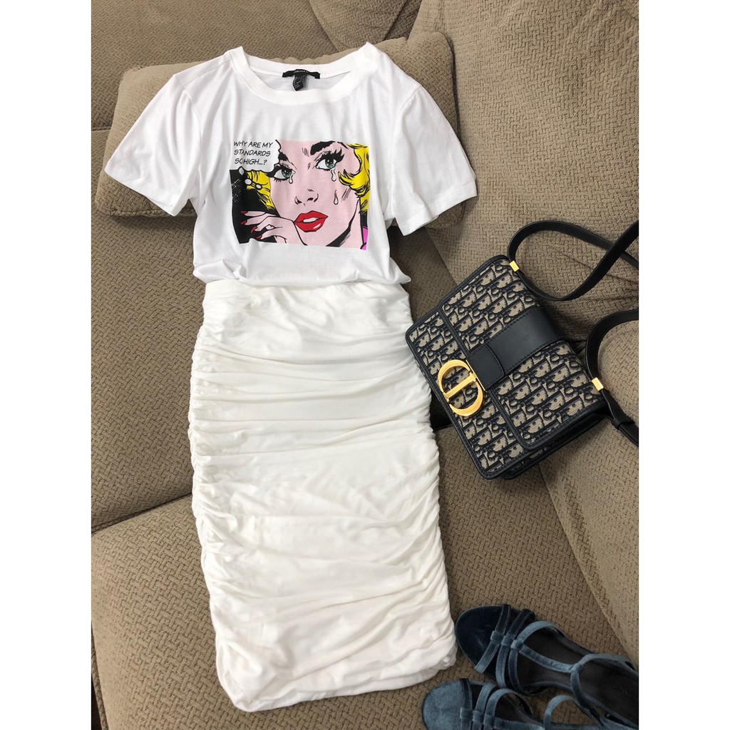 Chân váy thun xếp ly F21