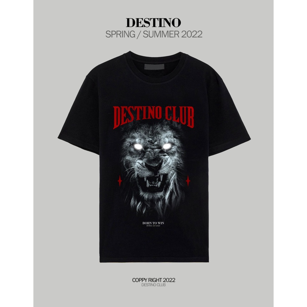 Áo phông Unisex Destino in họa tiết lion destino club mắt phát quang | BigBuy360 - bigbuy360.vn