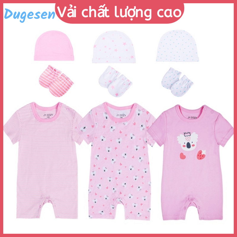 Bộ Quần Áo Cotton Xinh Xắn Cho Bé Sơ Sinh 0-12 Tháng Tuổi bộ body cho bé sơ sinh mũ em bé