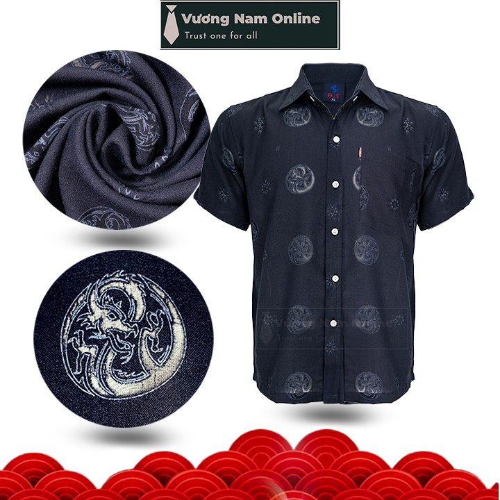 Áo sơ mi đũi nam trung niên ngắn tay cao cấp form rộng họa tiết đẹp VN18D | BigBuy360 - bigbuy360.vn