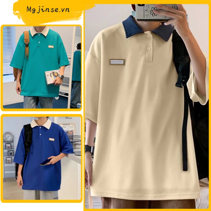 Áo Thun Tay Ngắn Dáng Rộng In Họa Tiết Thời Trang Hàn Quốc Cho Nam Bình thường và lỏng lẻo Mỏng và thoáng khí áo thun nam áo thun nam form rộng có cổ áo polo nam