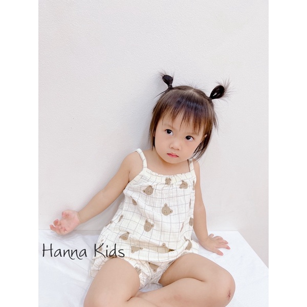 Set 2 dây chip chất liệu xô muslin cao cấp cho bé gái 5-15kg