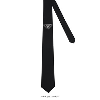 Cà Vạt Pra.Đa Logo Gabardine Tie In Black (7cm) - New version with Tag