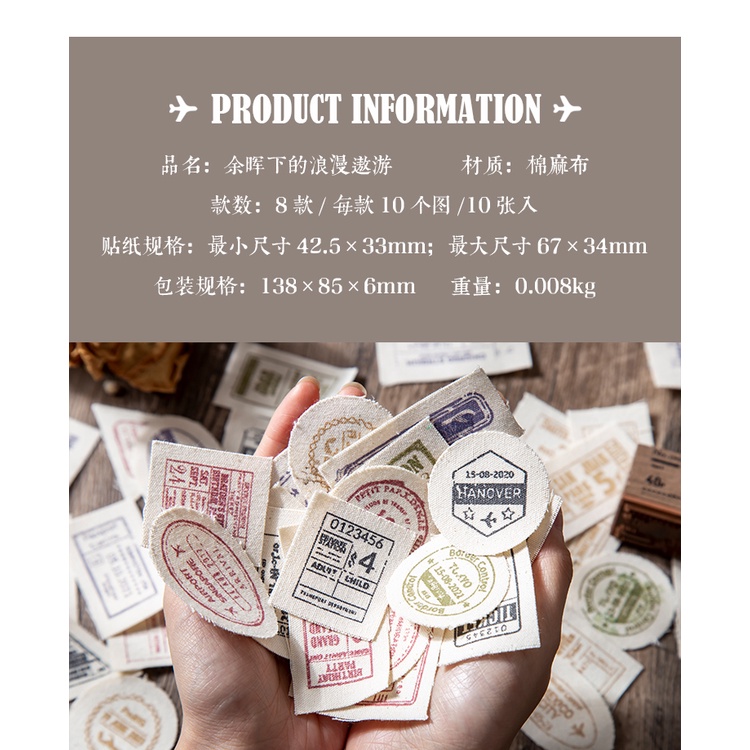 Set 10 tấm trang trí chất liệu cotton lanh sáng tạo dùng trang trí thủ công cho văn phòng phẩm/ đồ dùng học tập