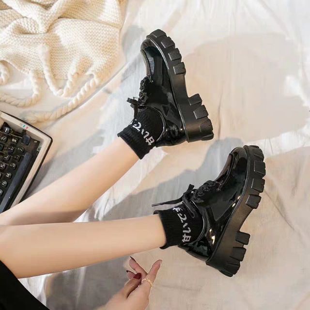 (Sẵn 39 bóng) Giày ulzzang da bóng độn đế A1 | BigBuy360 - bigbuy360.vn