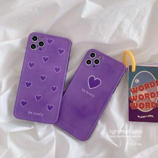 Ốp Điện Thoại Họa Tiết Trái Tim Màu Tím Xinh Xắn Cho Iphone7p / 8plus 11pro / Max Apple X / Xs / Xr / Se