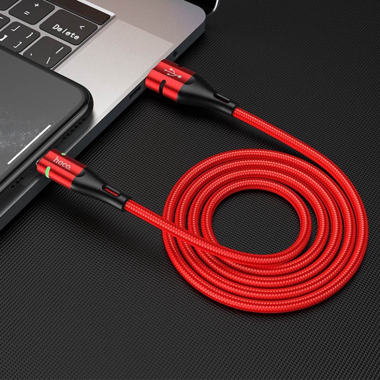 Cáp sạc dù đén led chính hãng Hoco U93 sạc nhanh 2.4A Dành cho iPhone/ipad/samsung/vivo/oppo/android - BH6T