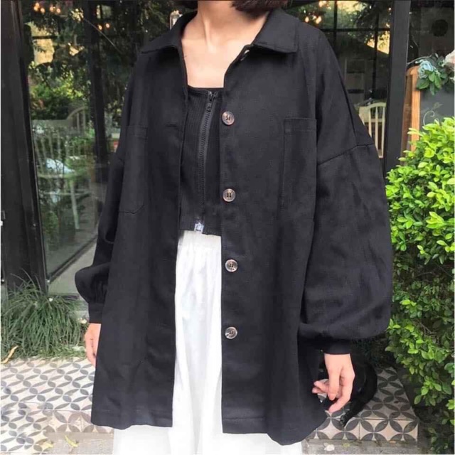 Áo khoác kaki cardigan túi hộp unisex Tay Phồng nam nữ oversize ulzzang WIND