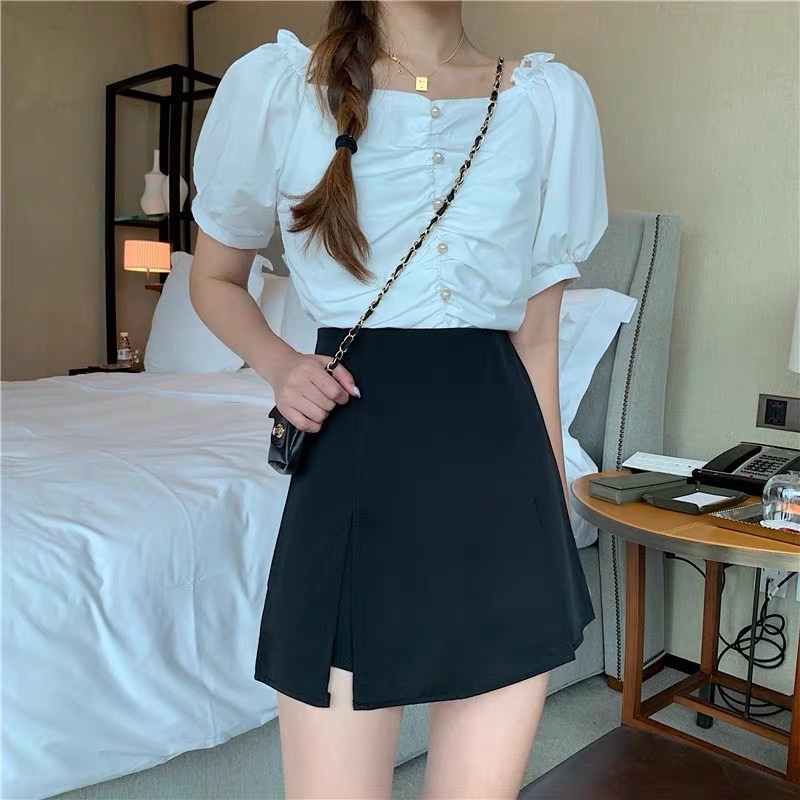 Chân Váy Giả Quần SHORT GIẢ VÁY NỮ 🦋 VÁY NGẮN CỘC XẺ TÀ ĐEN 🦋 | BigBuy360 - bigbuy360.vn