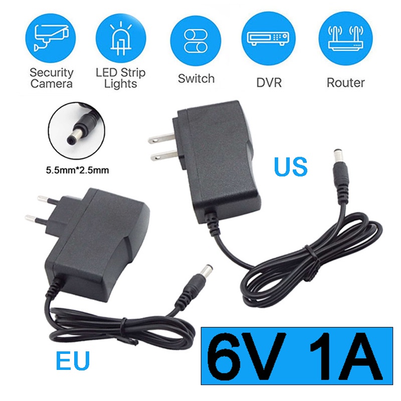 Bộ định tuyến quan sát Bộ chuyển đổi nguồn AC 100V-240V DC 6V 1A 1000ma Bộ chuyển đổi Nguồn cung cấp