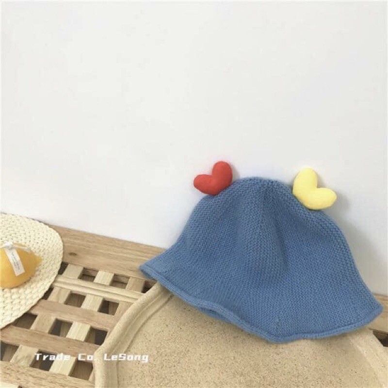 Mũ nón len hình trái tim cho bé Gái Trai