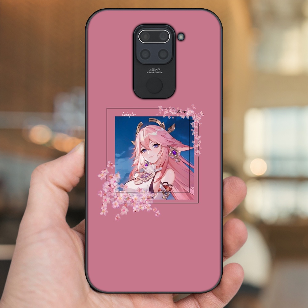 Ốp lưng Xiaomi Redmi Note 9 viền đen in hình Yae Miko Genshin Impact
