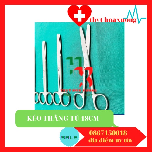 [ Hàng Chính Hãng ] Kéo Y Tế Thẳng Hai Đầu Tù 18cm Parkistan - Kéo Cắt Thuốc 18cm