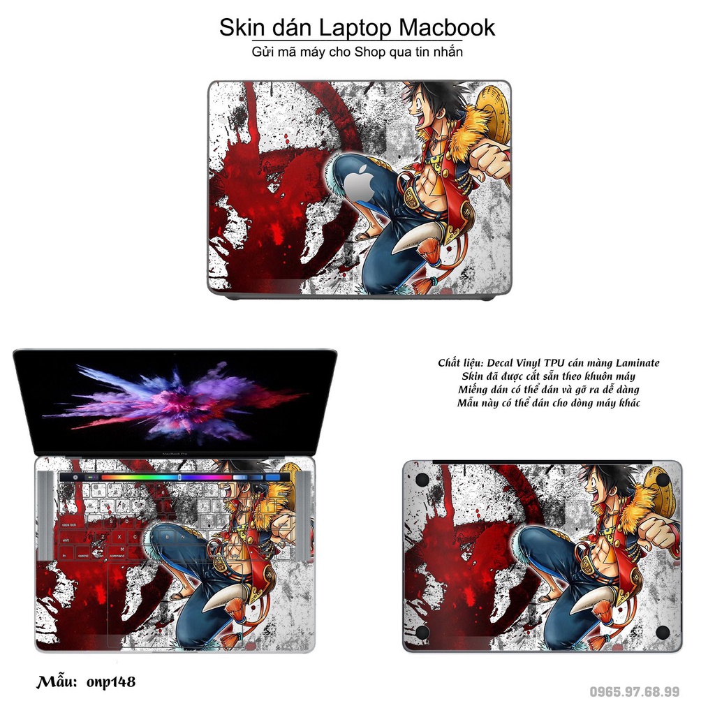 Skin dán Macbook mẫu One Piece (đã cắt sẵn, inbox mã máy cho shop)