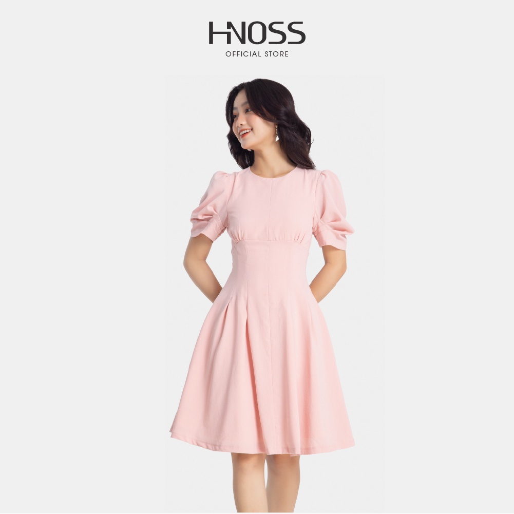 Đầm lửng nữ HNOSS kiểu dáng tay phồng HNDLU029