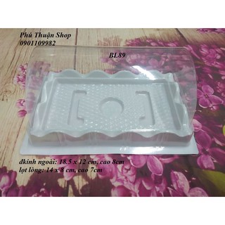 BỘ 100 HỘP NHỰA CHỮ NHẬT ĐỰNG BÁNH BÔNG LAN CUỘN  BL089 14 x 7.5 x 7 CM