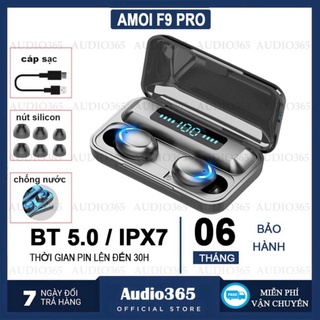 Tai nghe bluetooth amoi f9 pro bản quốc tế cao cấp, cảm biến vân tay, kiêm sạc dự phòng