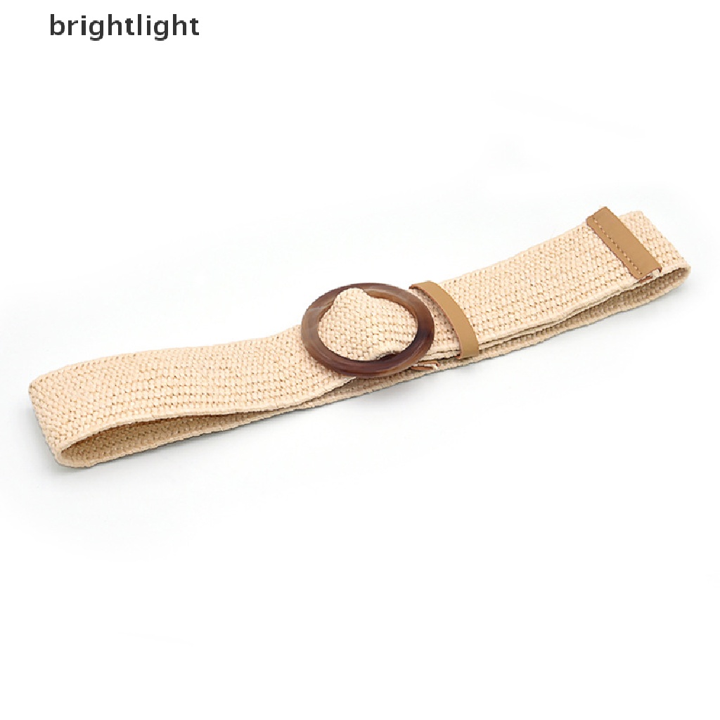 Thắt Lưng Đan Rơm Khóa Gỗ Tròn Kiểu Cổ Điển Thời Trang Mùa Hè