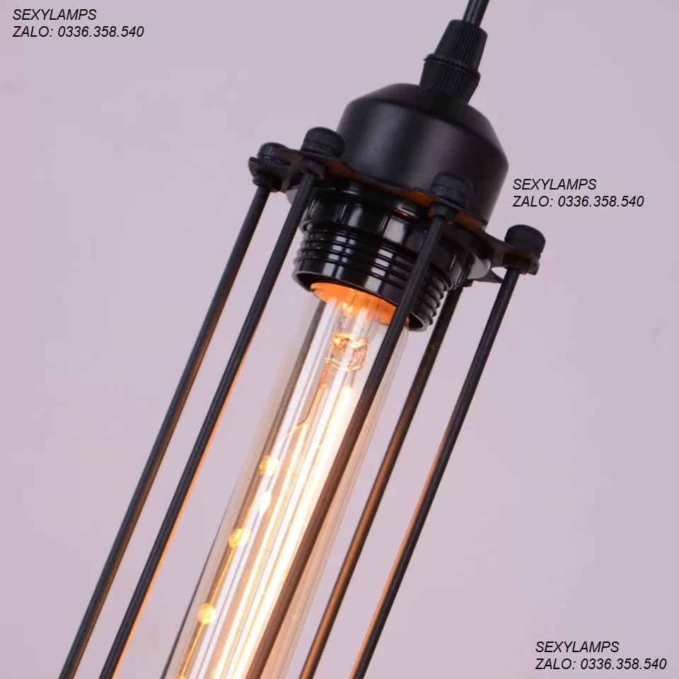 Đèn Thả Trang Trí Rọ Sắt. Tặng Bóng Led Thủy Tinh