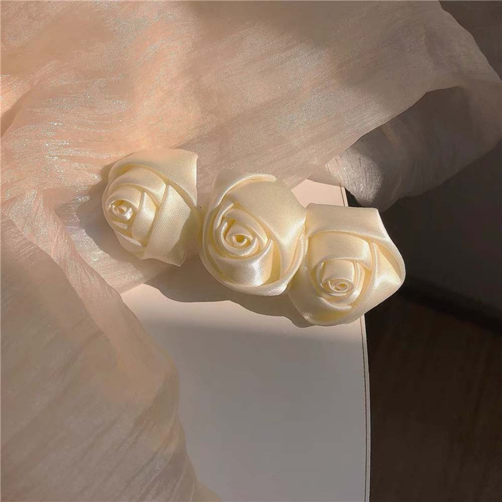 Kẹp tóc hình hoa hồng bằng vải satin thời trang cho nữ
