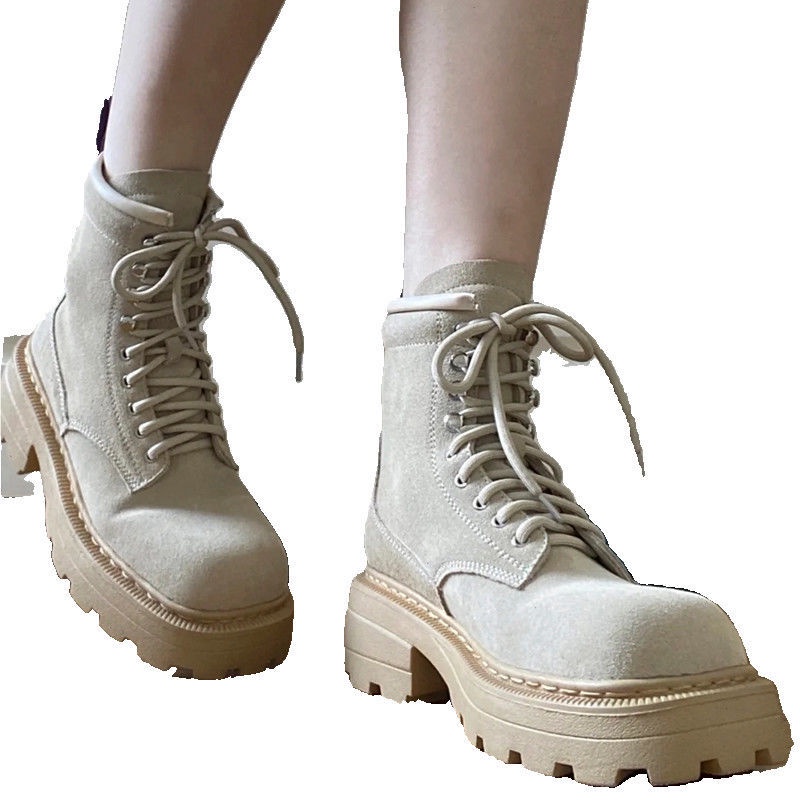 Giày Bốt Martin Cao Gót Mũi Vuông Đế Dày Thời Trang Mùa Thu Hàng Mới 2022