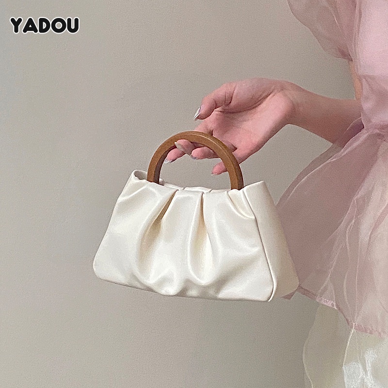 Túi Yadou Đeo Chéo Tay Cầm Bằng Gỗ Phiên Bản Hàn Quốc