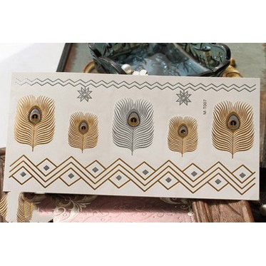 Miếng Dán Hình Xăm Kim Loại Bạc Phong Cách Âu Mỹ Cho Điện Thoại